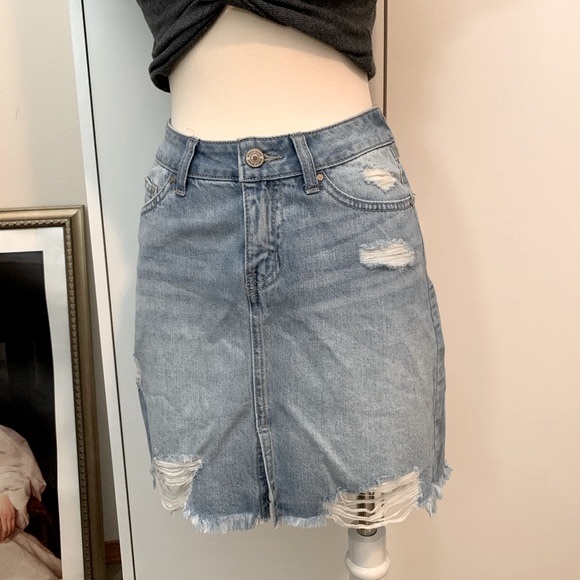 Rewash Vintage Reunion Denim Skirt Distressed - Picture 3 of 7